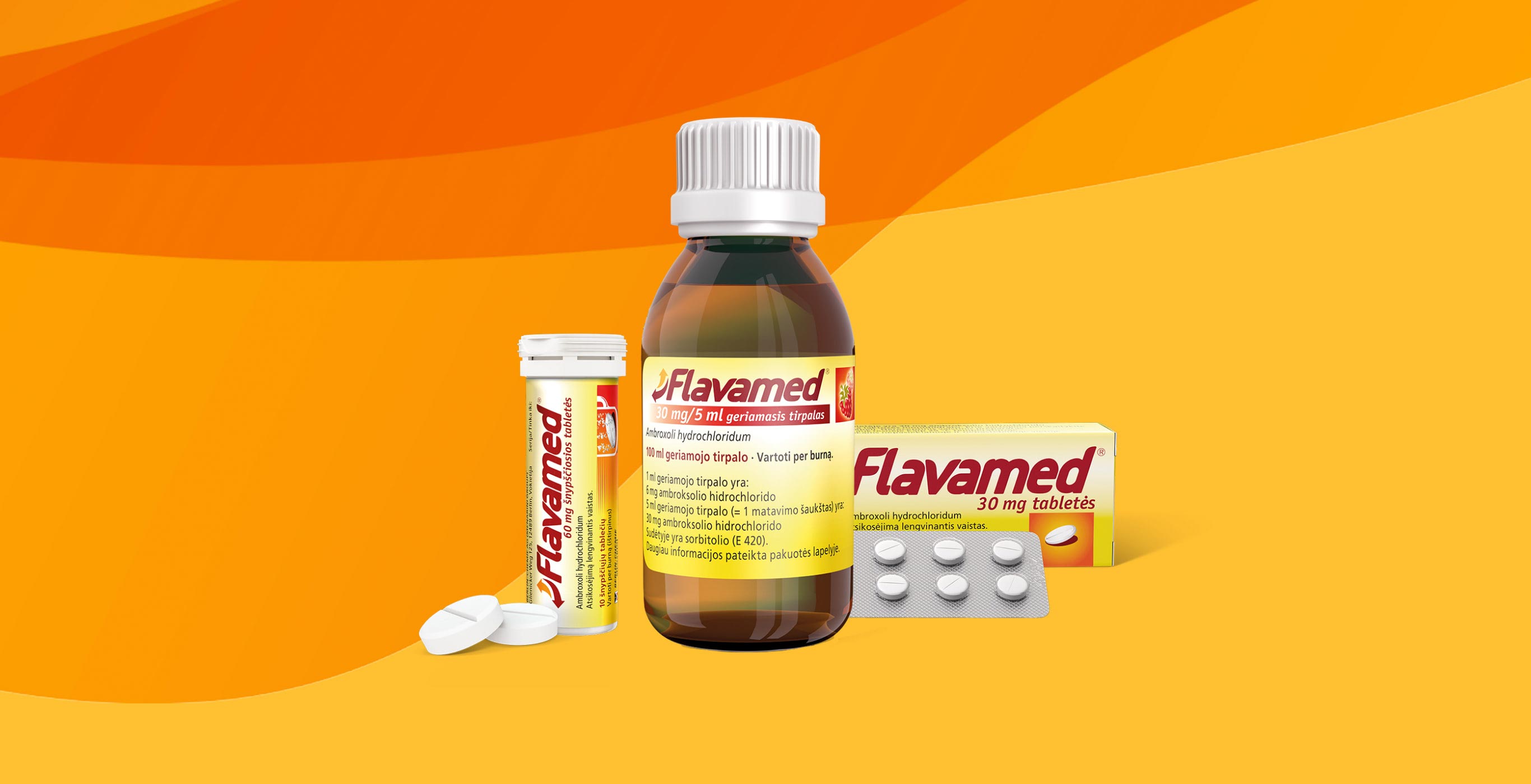 Packshot der OTC-Marke Flavamed® für den von der Healthcare Werbeagentur mcs umgesetzten Brand-Refresh